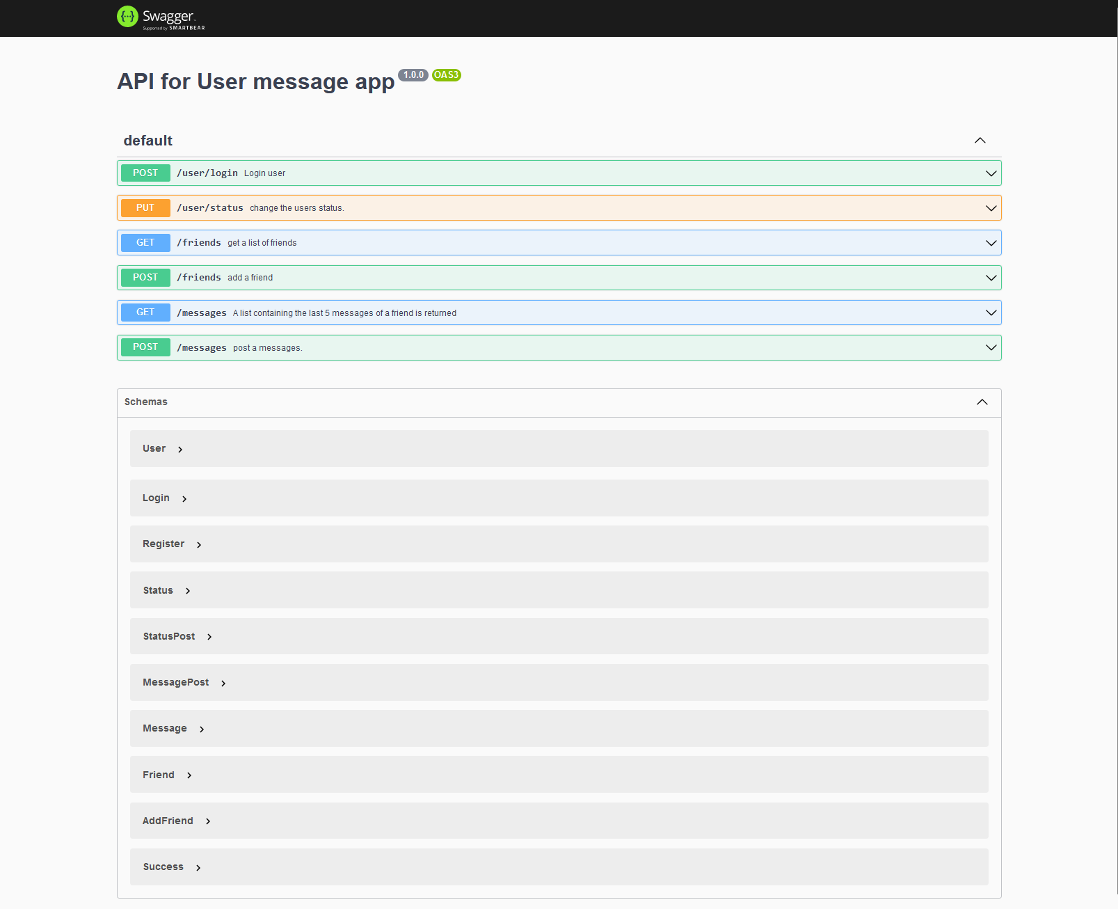Screenshot of my TypeScript, Express & Swagger web project
