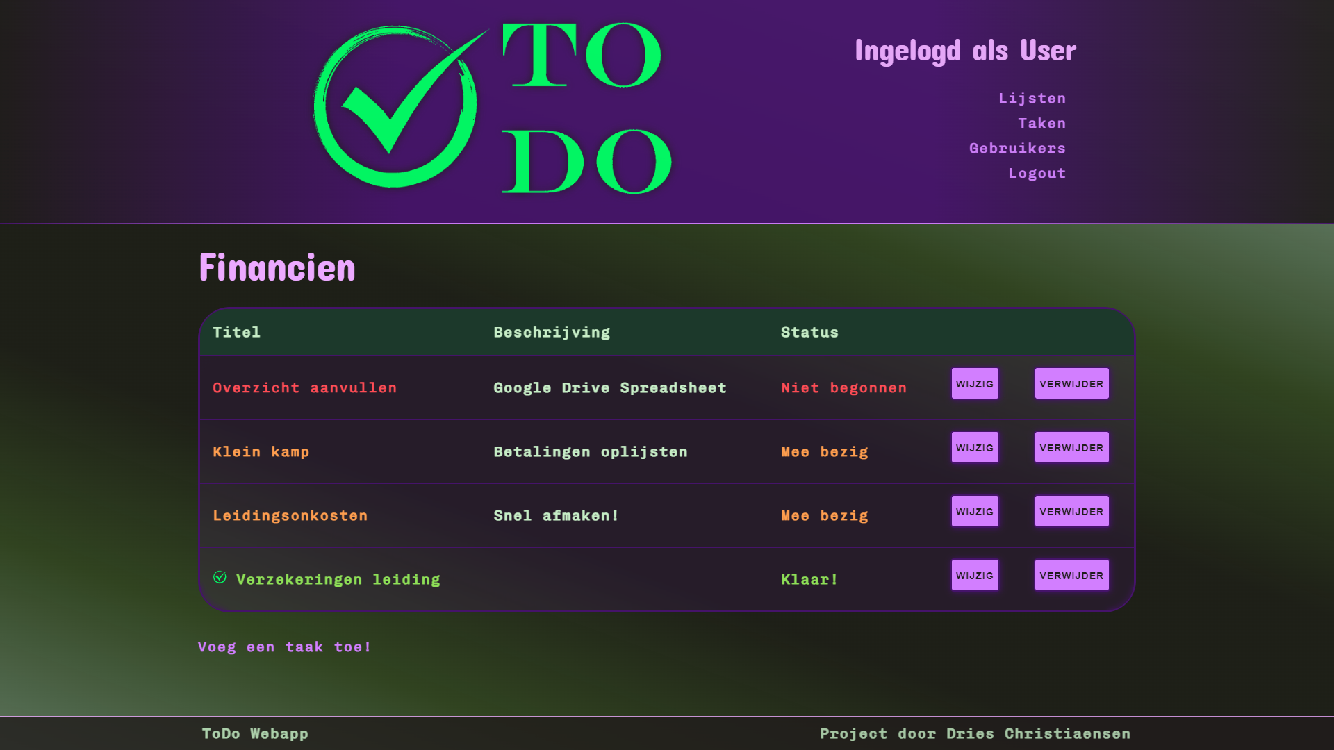 Screenshot of my Elixir & Phoenix project